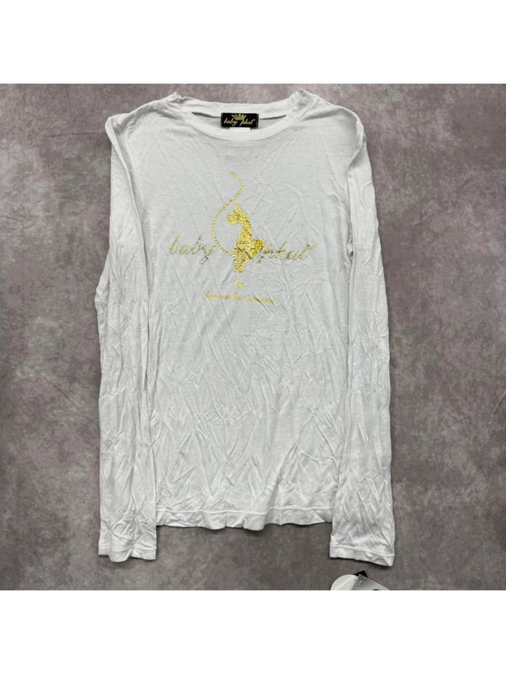 Vintage Y2K Baby Phat Rhinestone Cat Logo Long Sleeve NWT M